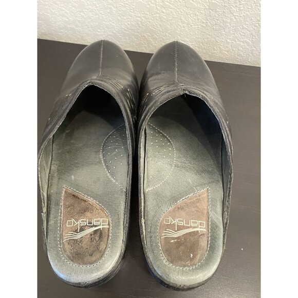 Dansko Skylar Floral Laser Black Leather Womens Size 41 10.5 Cutout‎ Clogs Mules - Picture 4 of 10